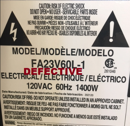 A white label with black text and black triangle

Description automatically generated