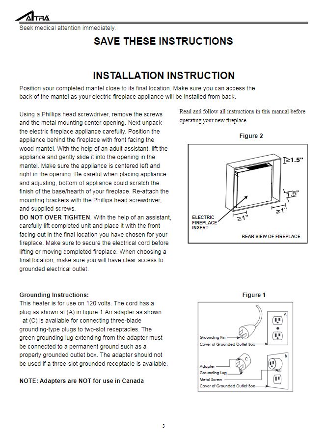 FA23V60L Fireplace Insert Owner's Manual – Ameriwood